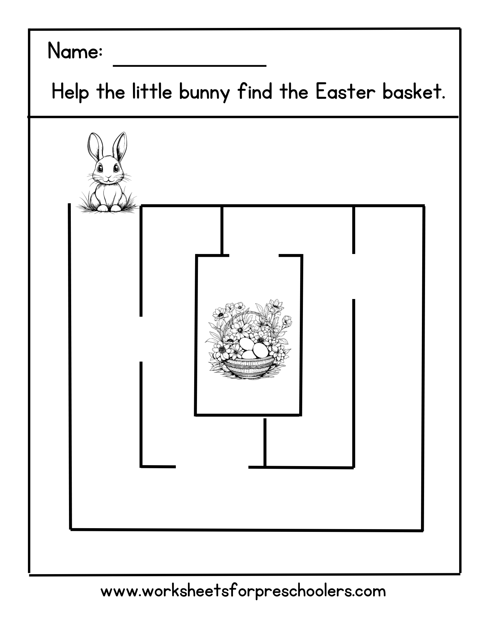 Easter Maze Worksheet Preschool