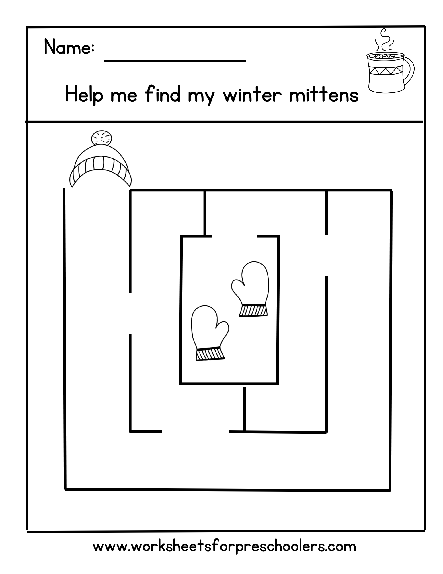 Winter Season Maze Activity Sheet