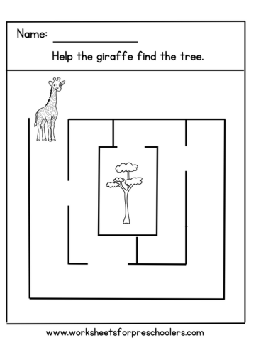 Jungle Animal Maze Worksheet 