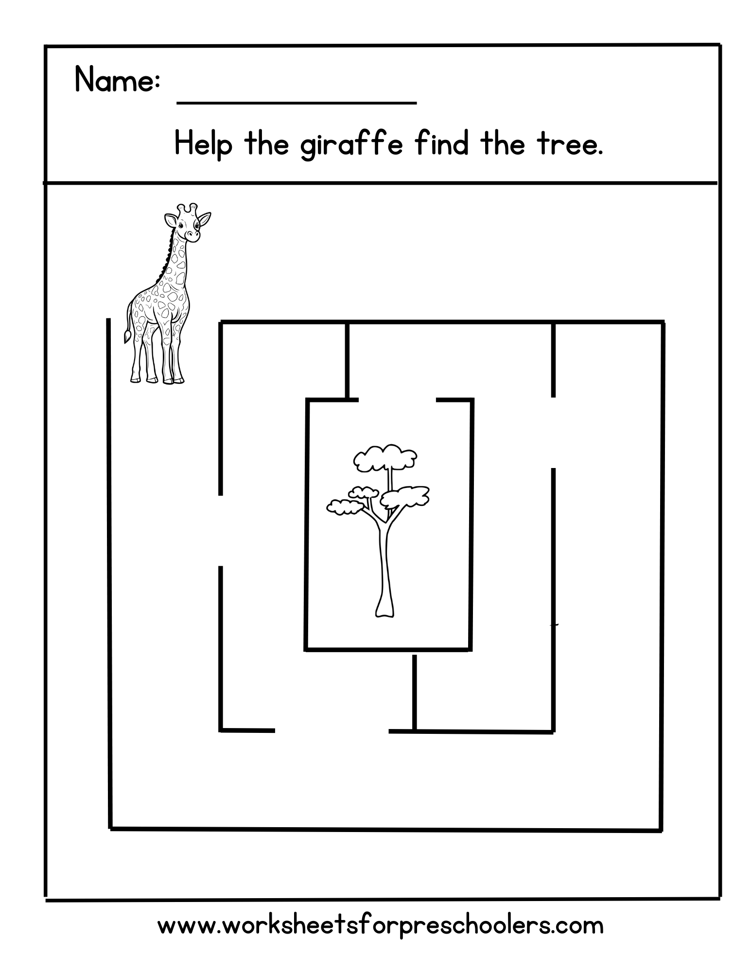 Jungle Animal Maze Worksheet 