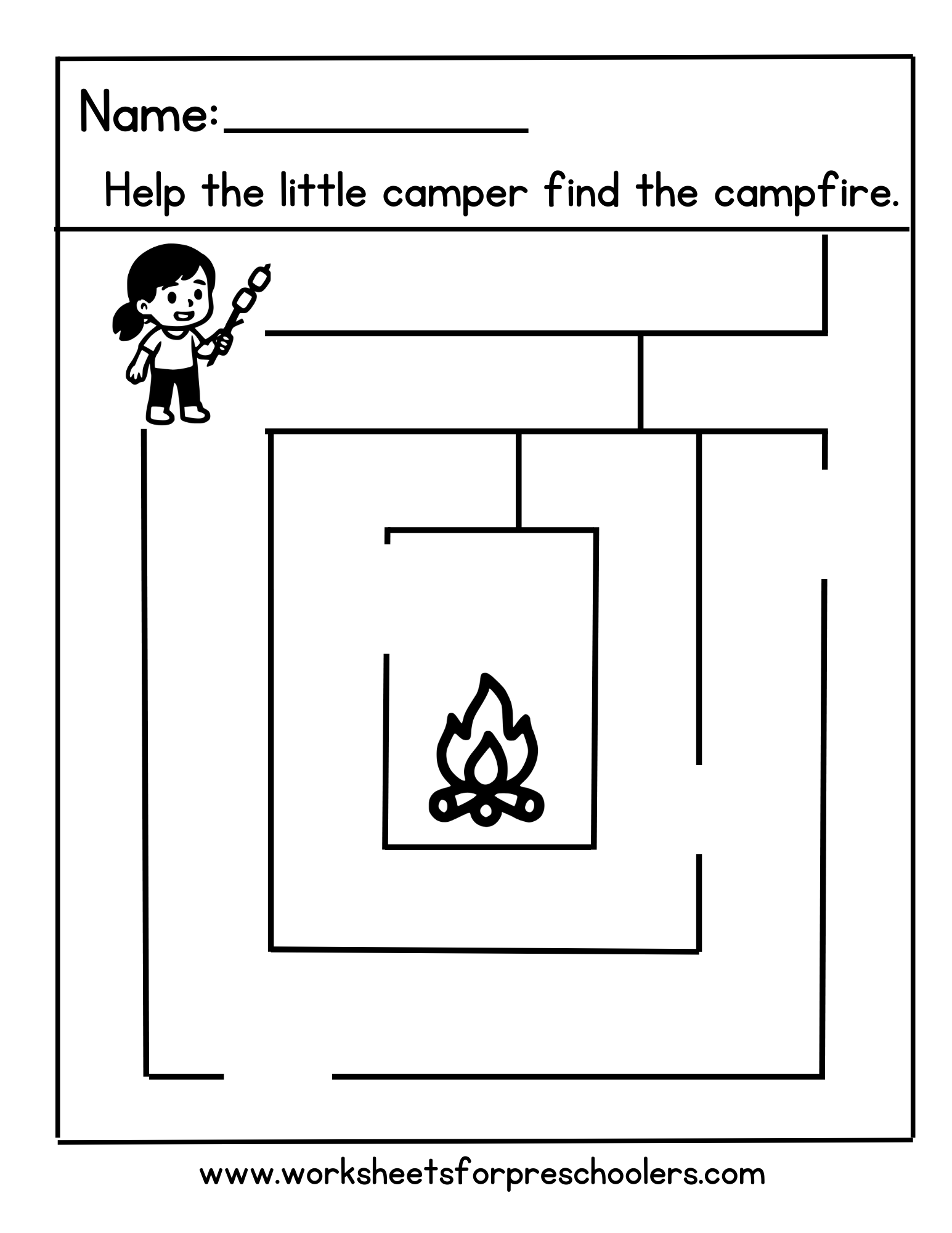 Camping Maze Printable