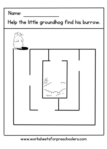 Groundhog Day Maze Worksheet
