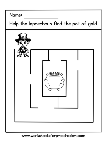 St Patrick Day Maze Worksheet 