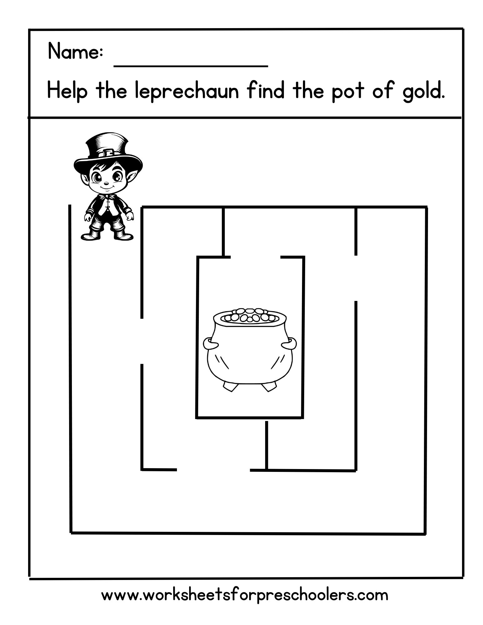 St Patrick Day Maze Worksheet  St Patrick Day Maze Worksheet