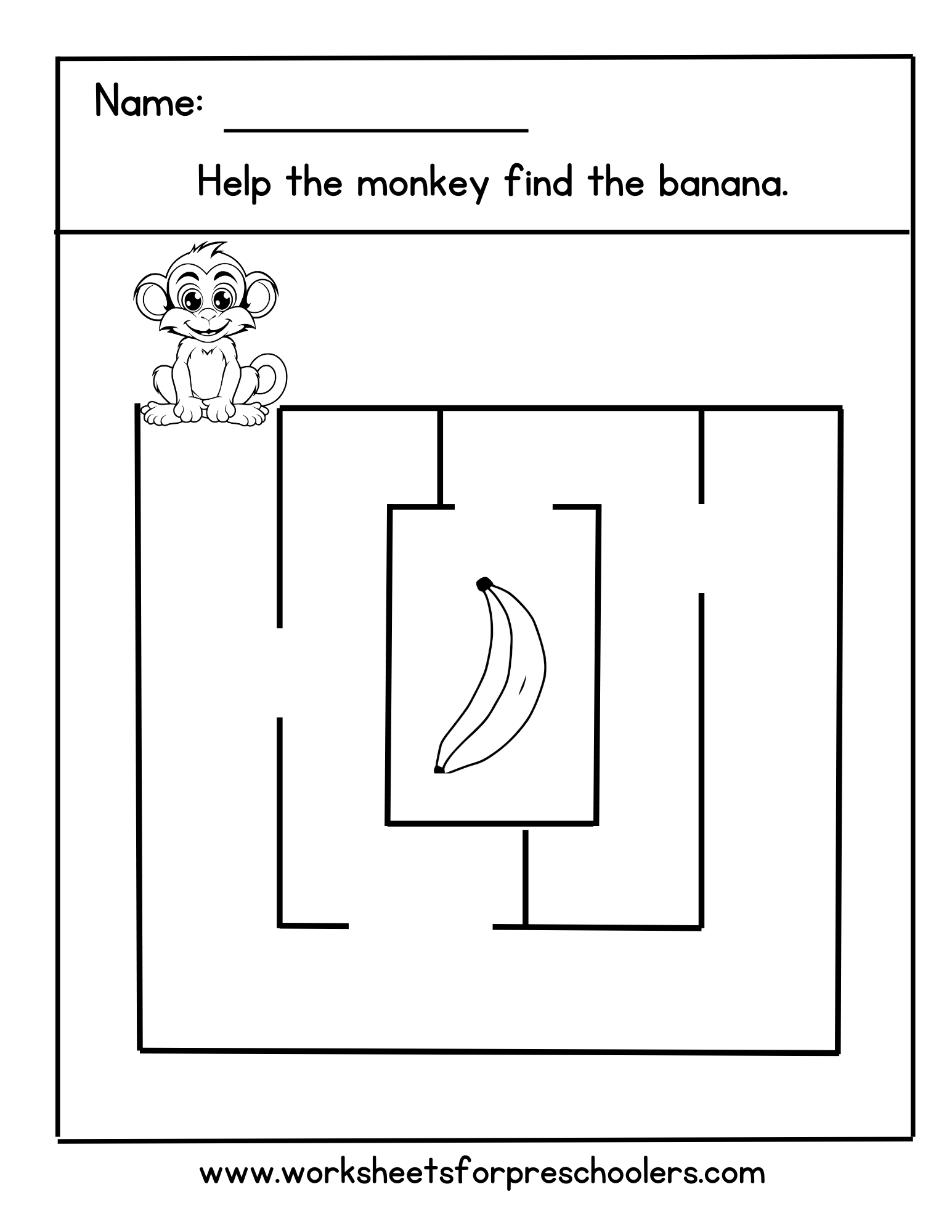 Monkey Maze Activity Sheet