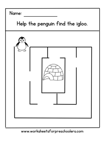 Penguin Maze Worksheet