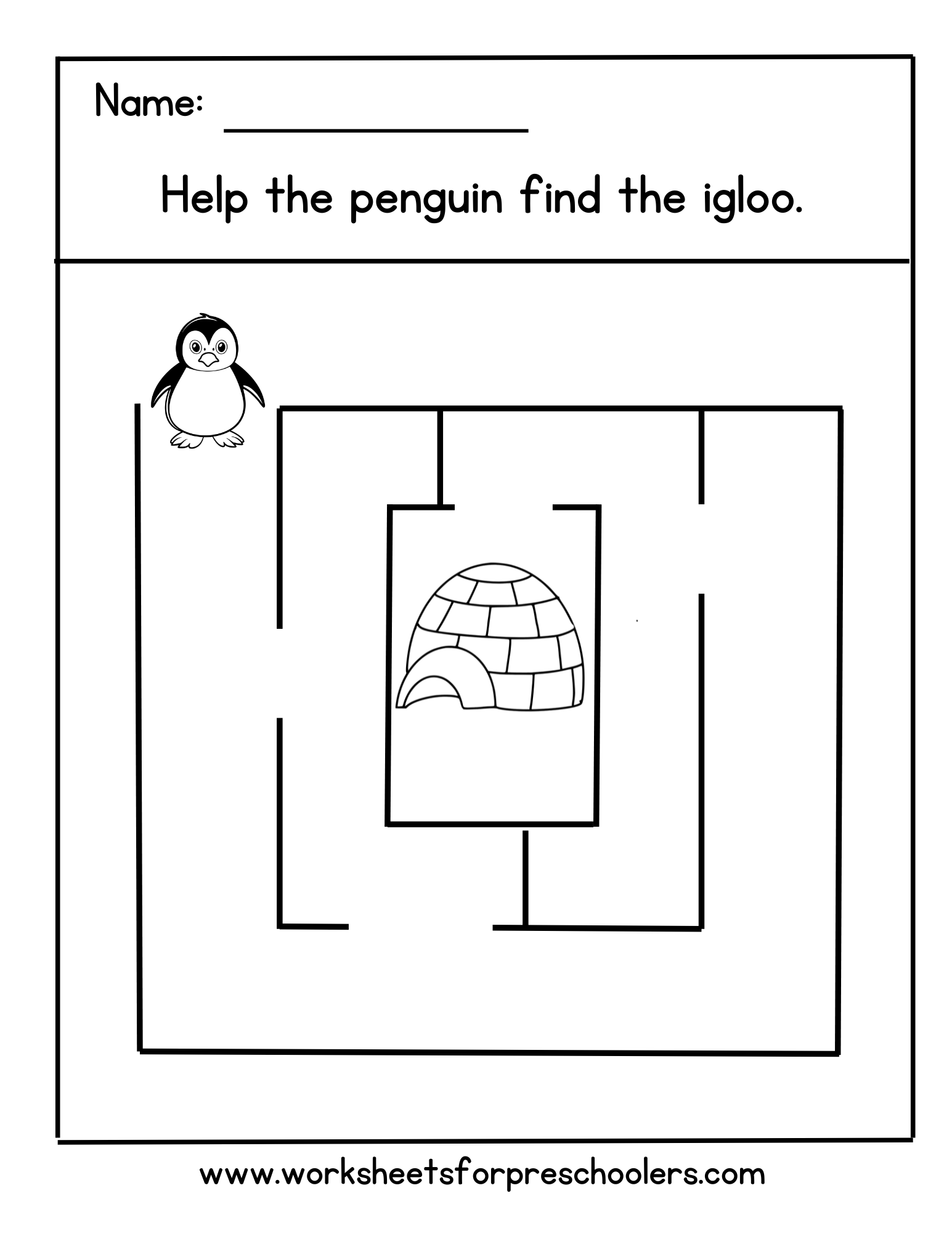 Penguin Maze Activity Sheet