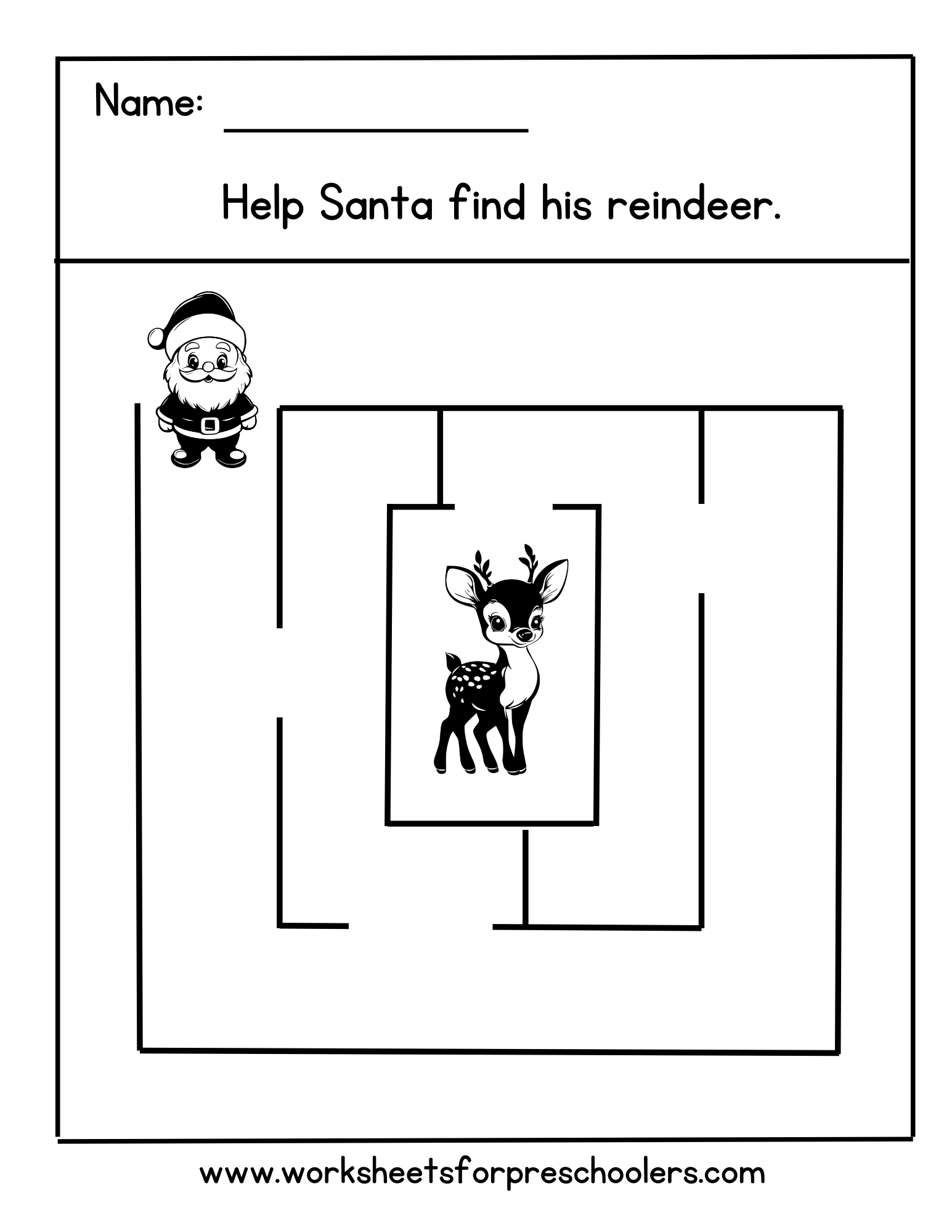 Christmas Maze Worksheet