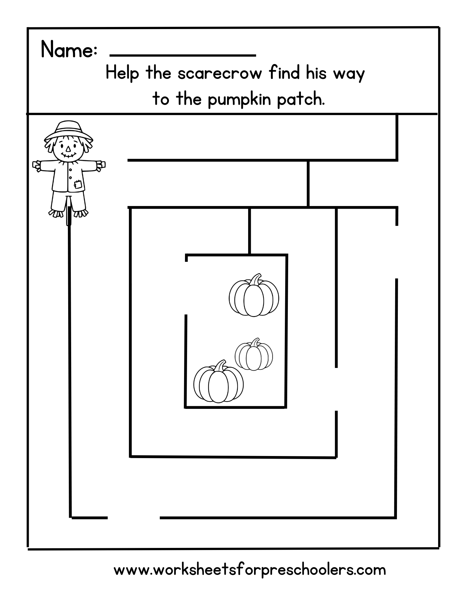 Scarecrow Maze Worksheet