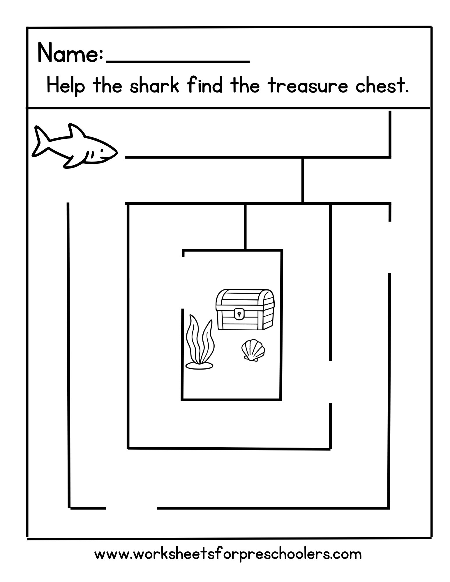 Shark Maze Printable Shark Maze Printable