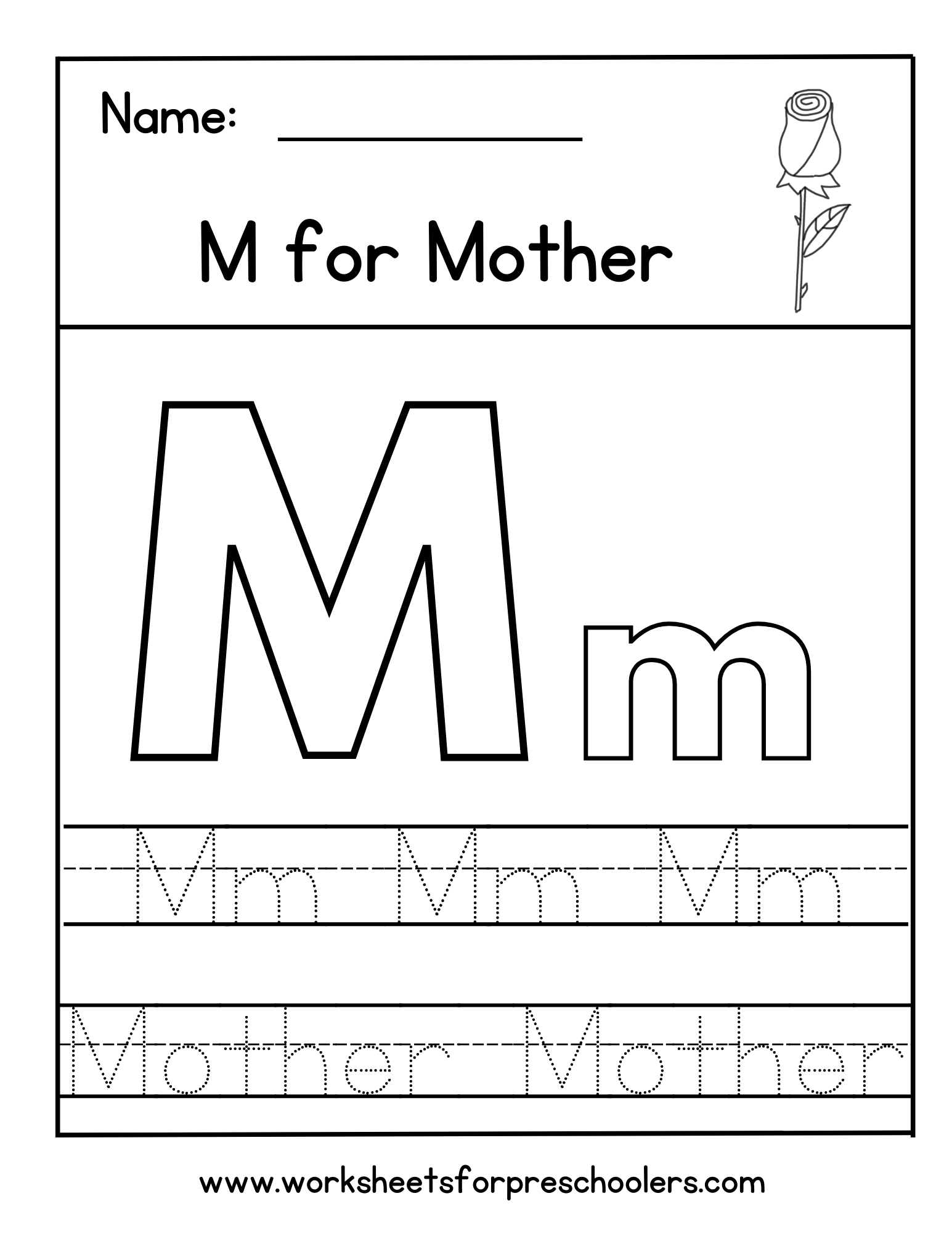 M for Mother Worksheet M for Mother Worksheet