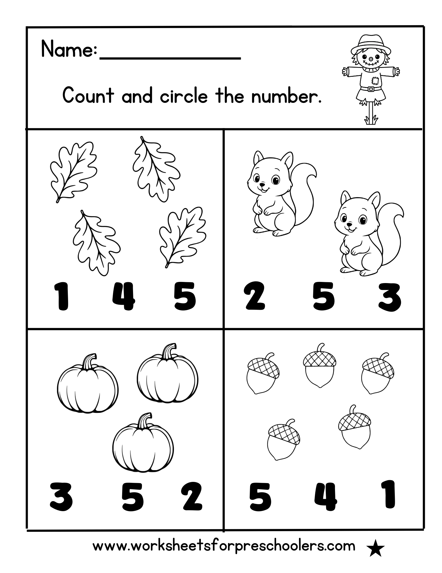 Count and Circle the Number Worksheet Count and Circle the Number Worksheet