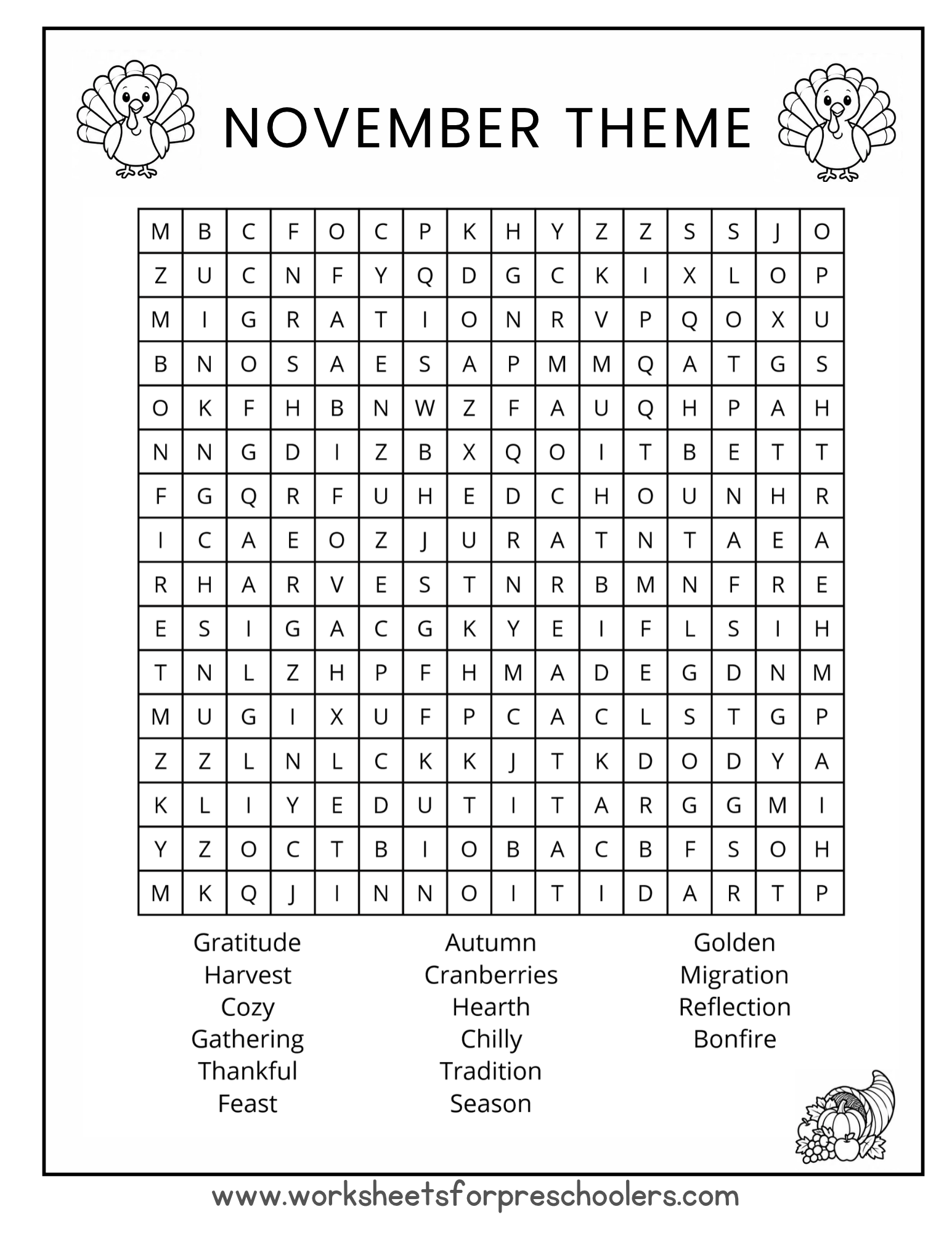November Word Search