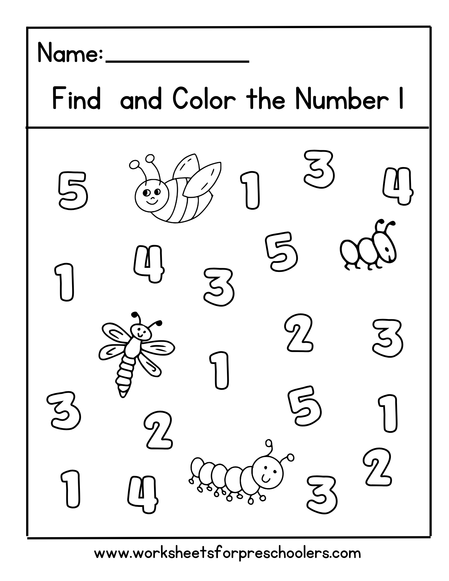 Bugs Number 1 Worksheet, Bugs Number 1 Worksheet,