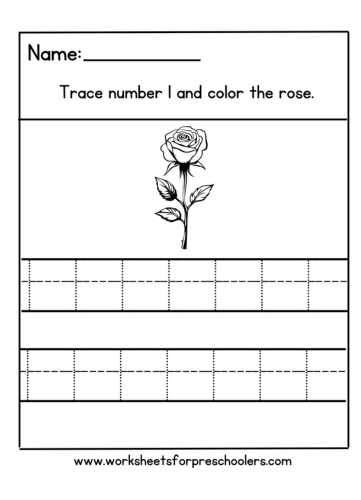 Number 1 Math Flower Worksheet