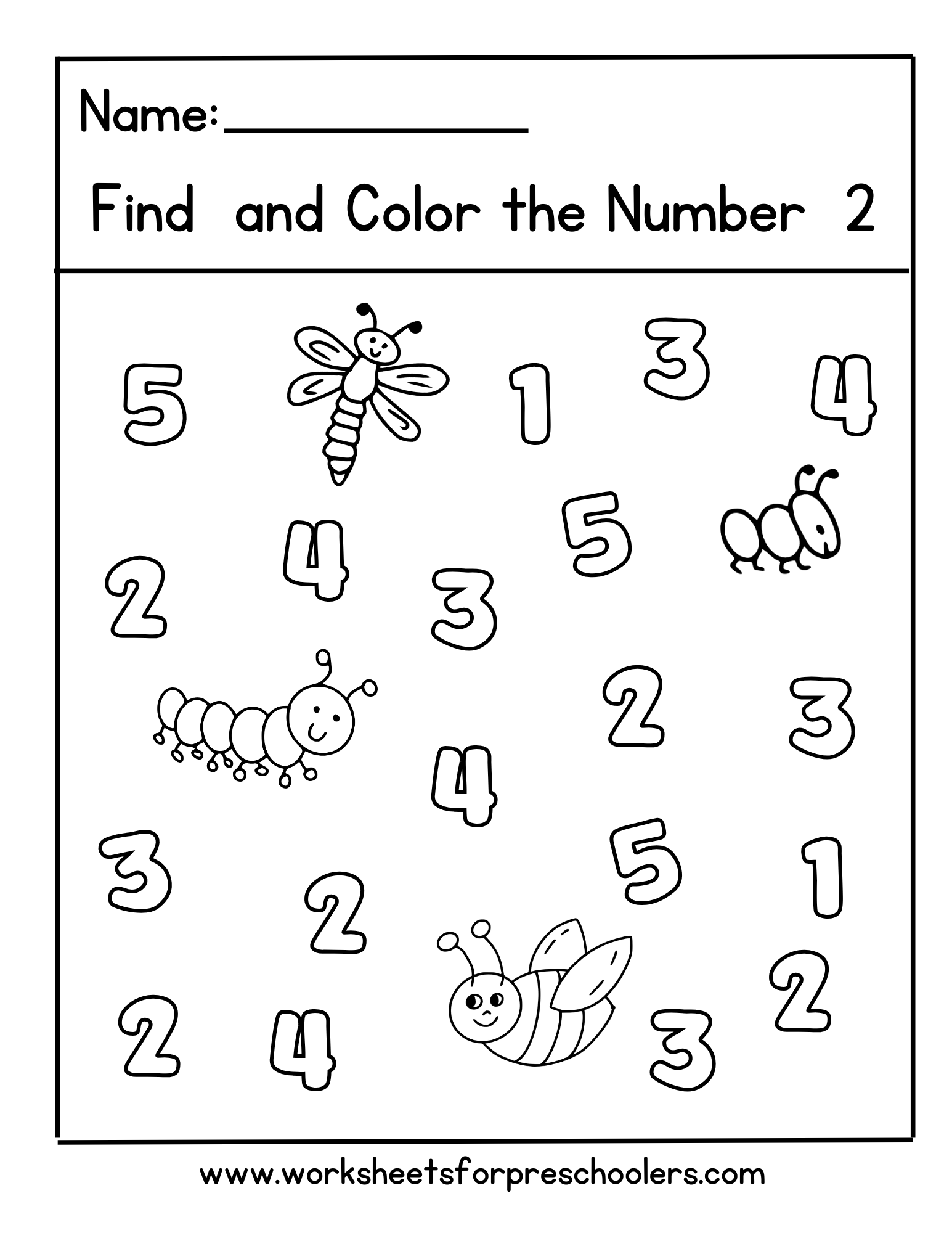 Bugs Number 2 Math Worksheet,
