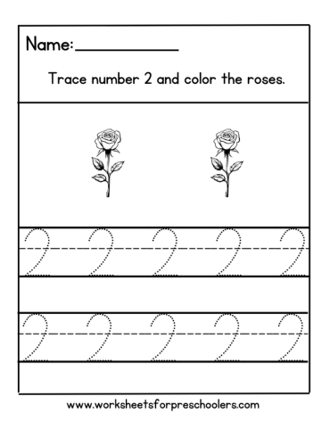 Number 2 Math Flower Worksheet