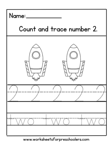 Space Theme Number 2 Worksheet