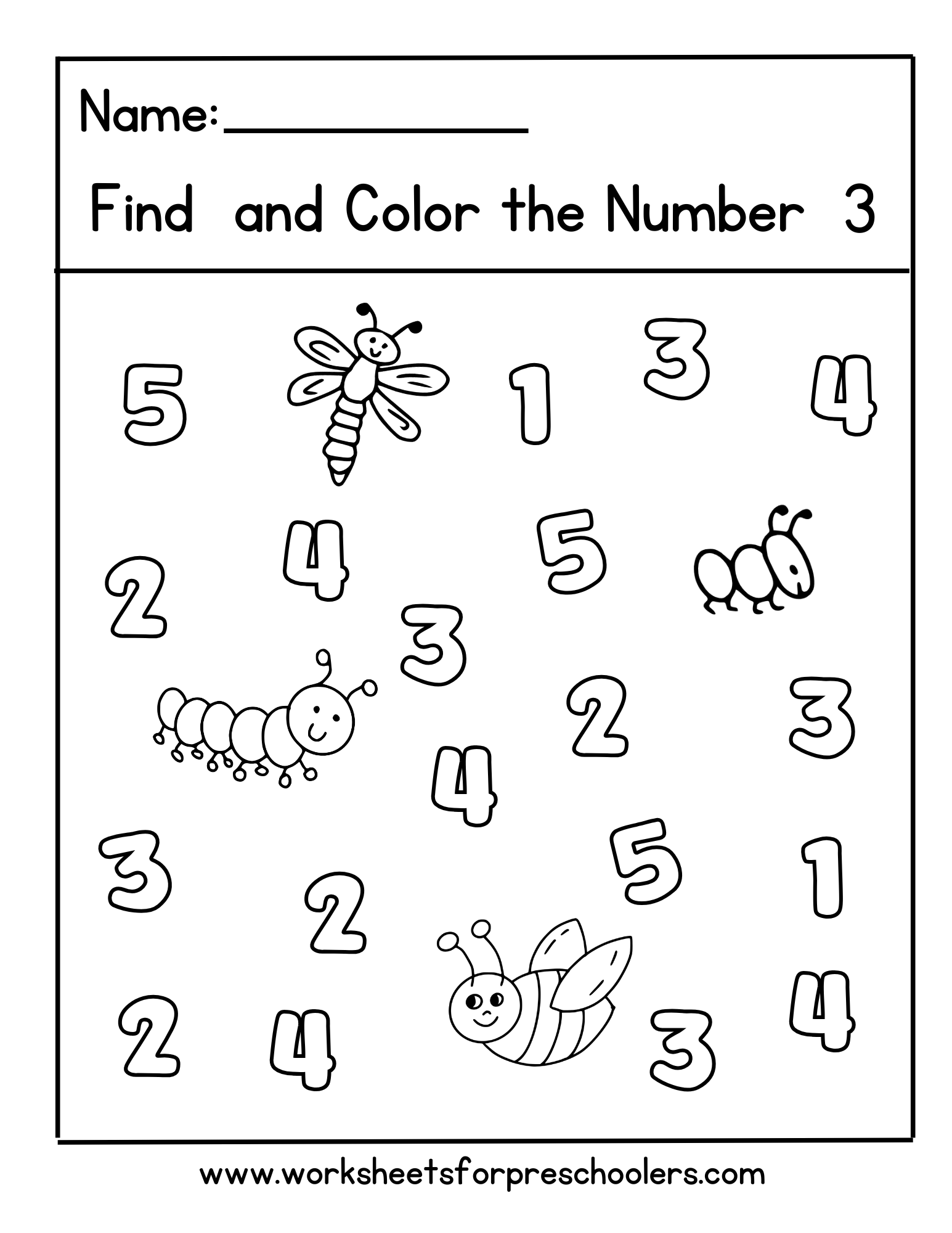 Bugs Number 3 Activity  Worksheet Bugs Number 3 Activity  Worksheet