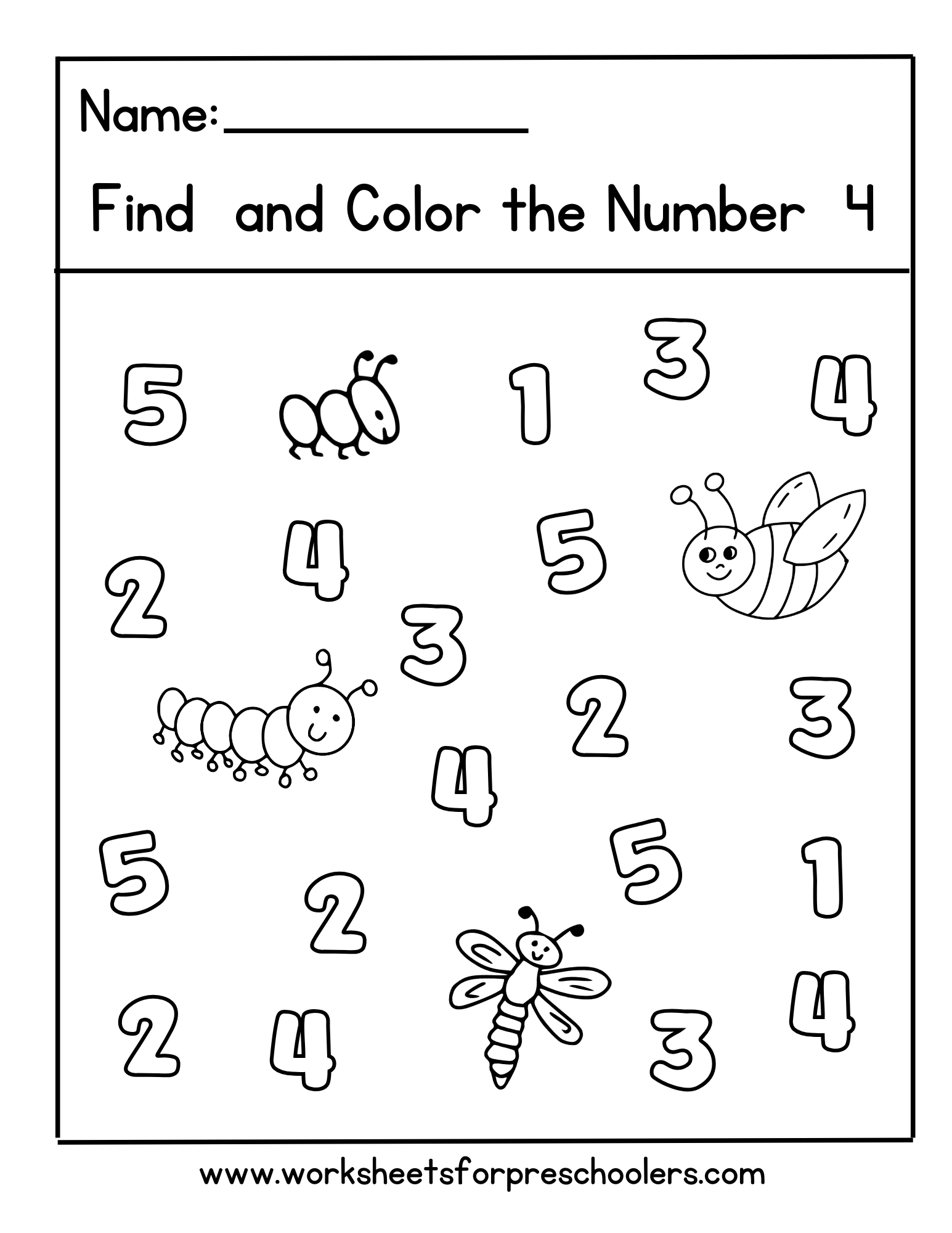 Bugs Number 4 Activity Worksheet Bugs Number 4 Activity Worksheet