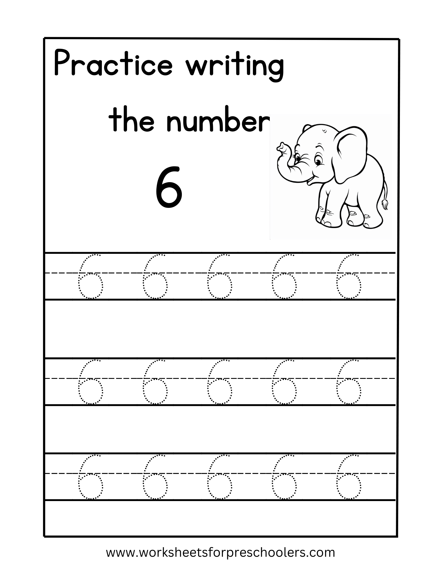 Number 6 Tracing Worksheet