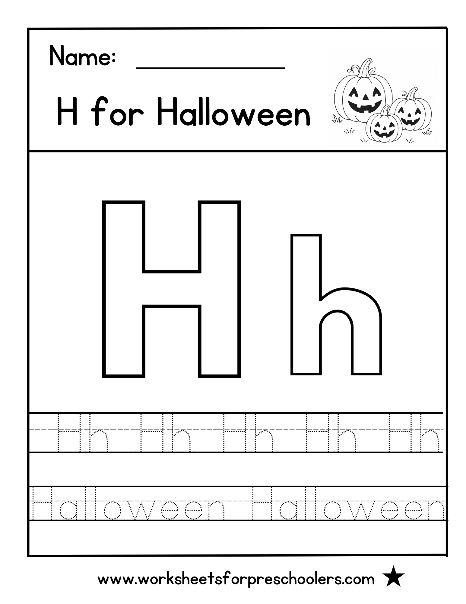 H for Halloween Worksheet H for Halloween Worksheet