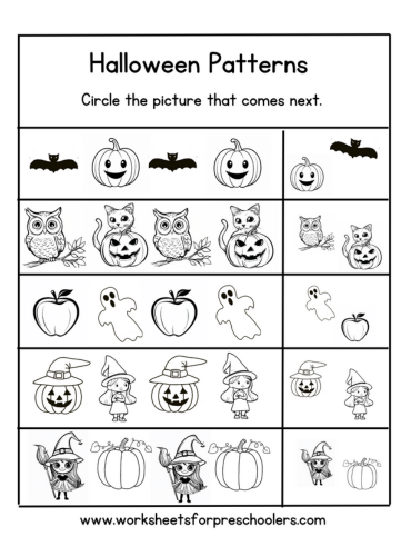 Halloween Pattern Completion  Worksheet