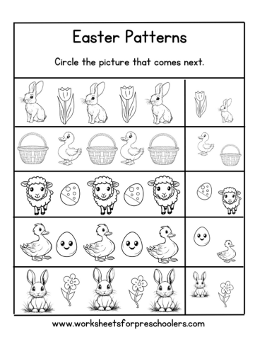 Easter Theme Pattern Completion Worksheet 