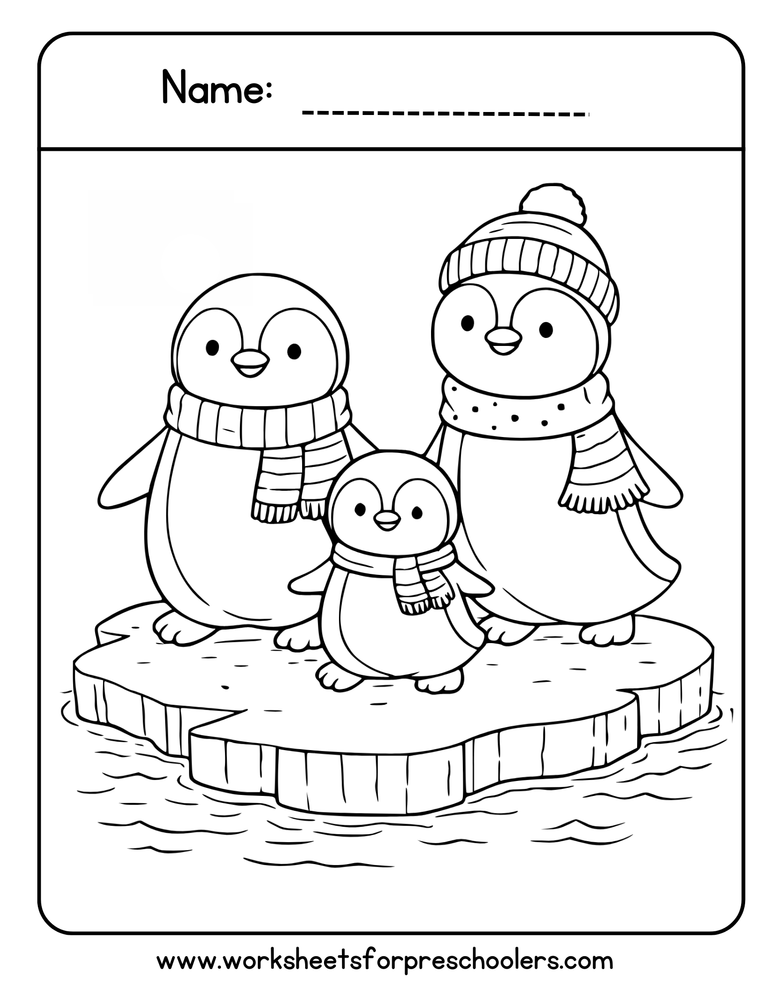 Penguin Family Coloring Page