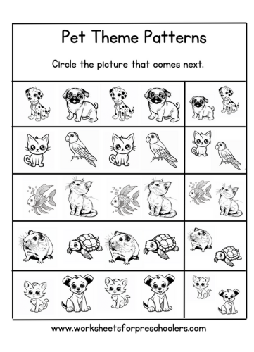 Pet Pattern Completion Worksheet