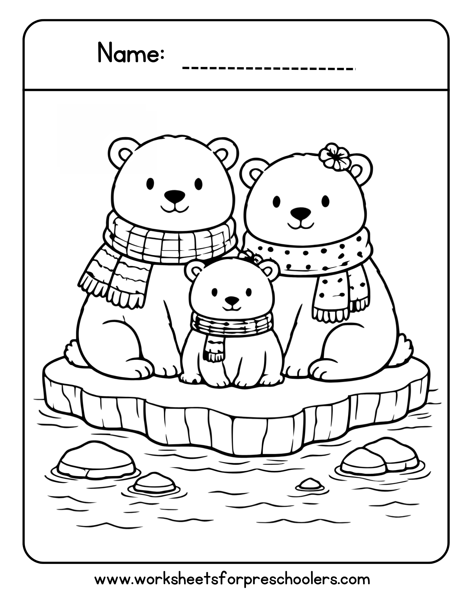 Polar Bear Family Coloring Page
