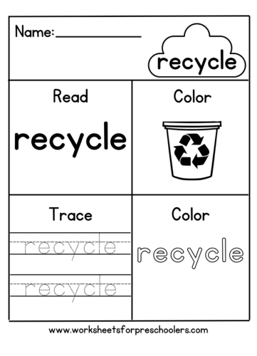 Read and Write Word Recycle Worksheet