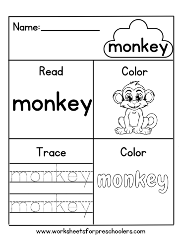 M for Monkey Worksheet