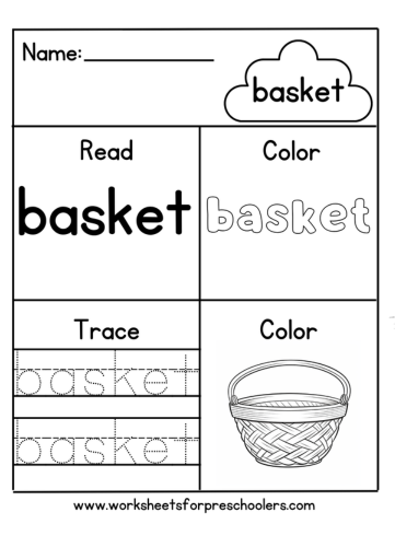 Read and Write Word Basket Worksheet 