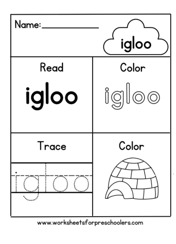 Igloo Activity Worksheet