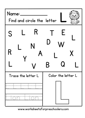 L for Lion Worksheet