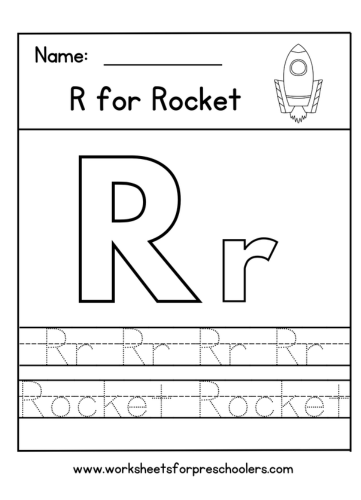 R for Rocket Tracing Worksheet