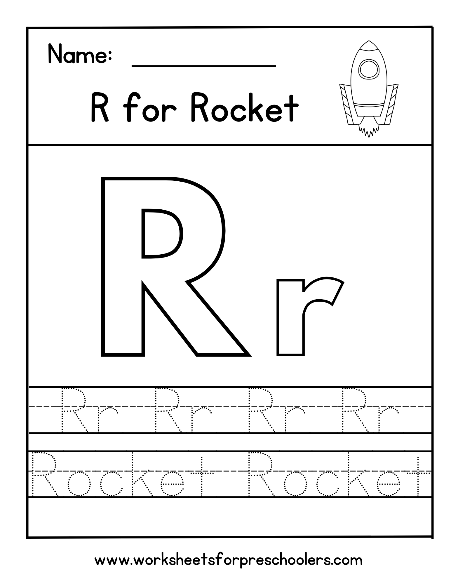 R for Rocket Worksheet R for Rocket Worksheet