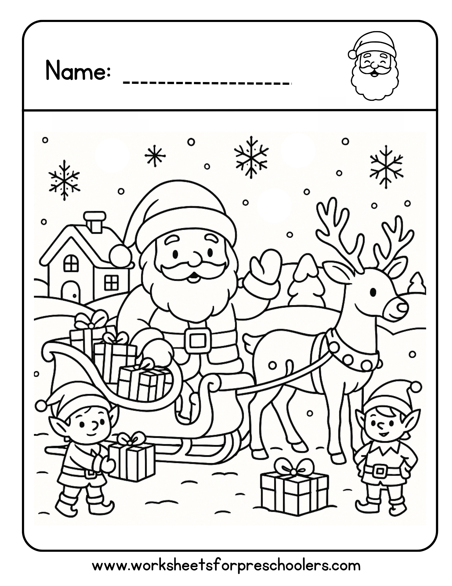 Santa and Elves Coloring Page Santa and Elves Coloring Page