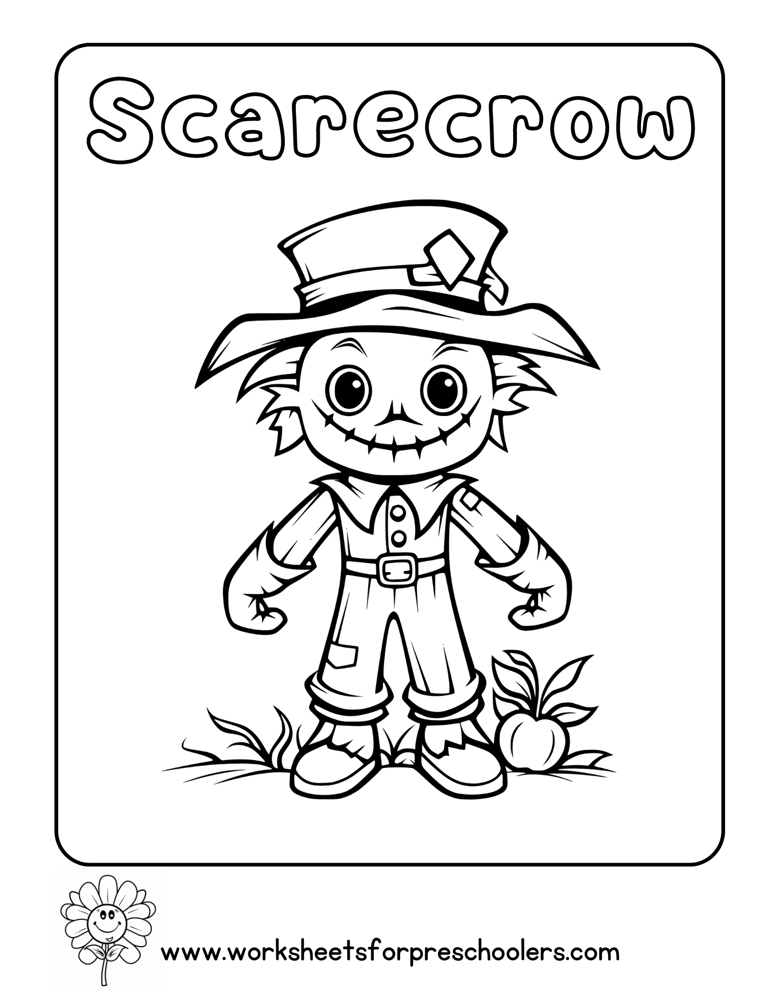 Scarecrow Coloring Page Preschool