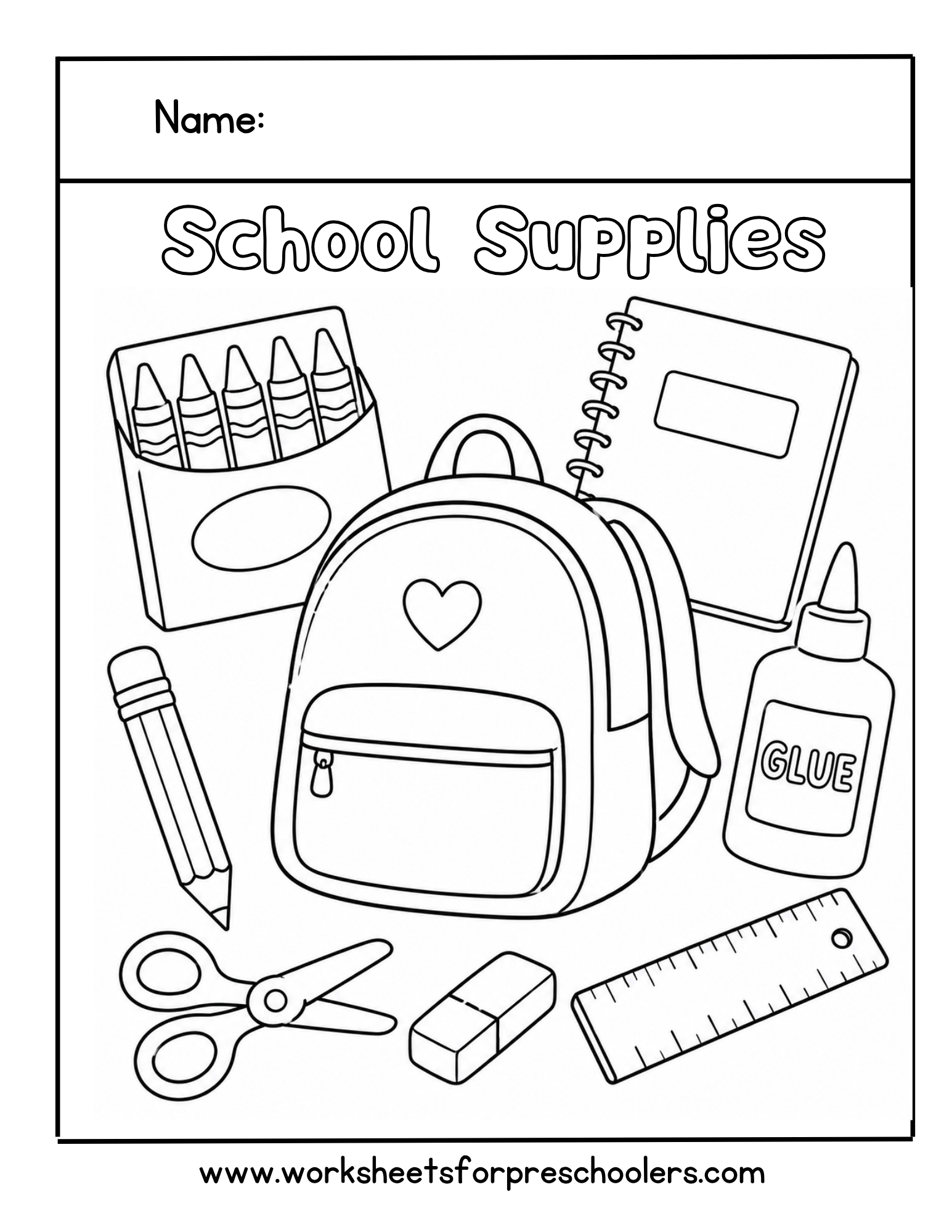 School Supplies Coloring Page School Supplies Coloring Page