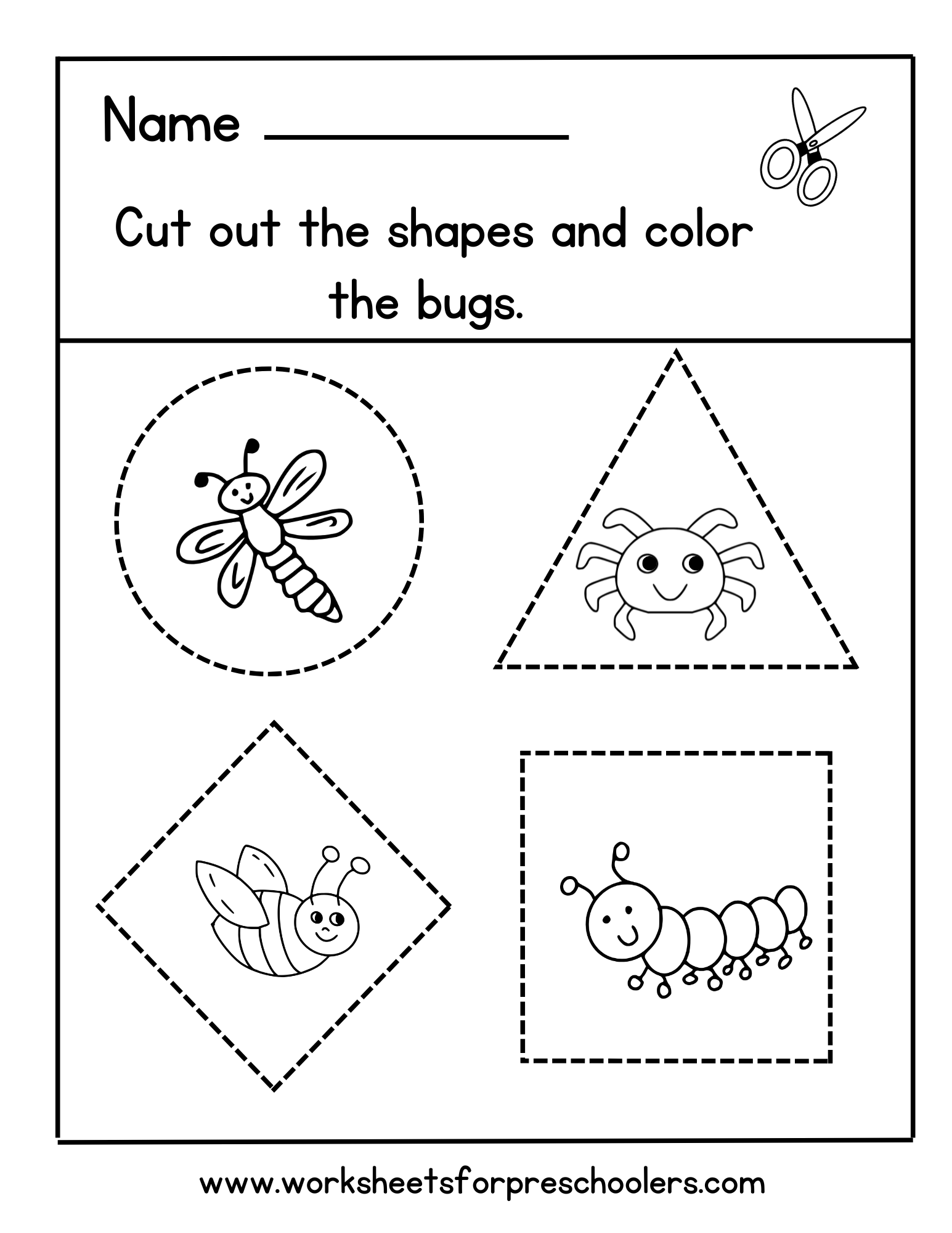 Bugs and Shapes Activity Worksheet