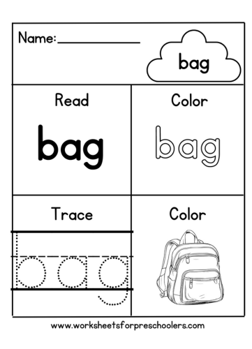 Sight Word Bag Worksheet