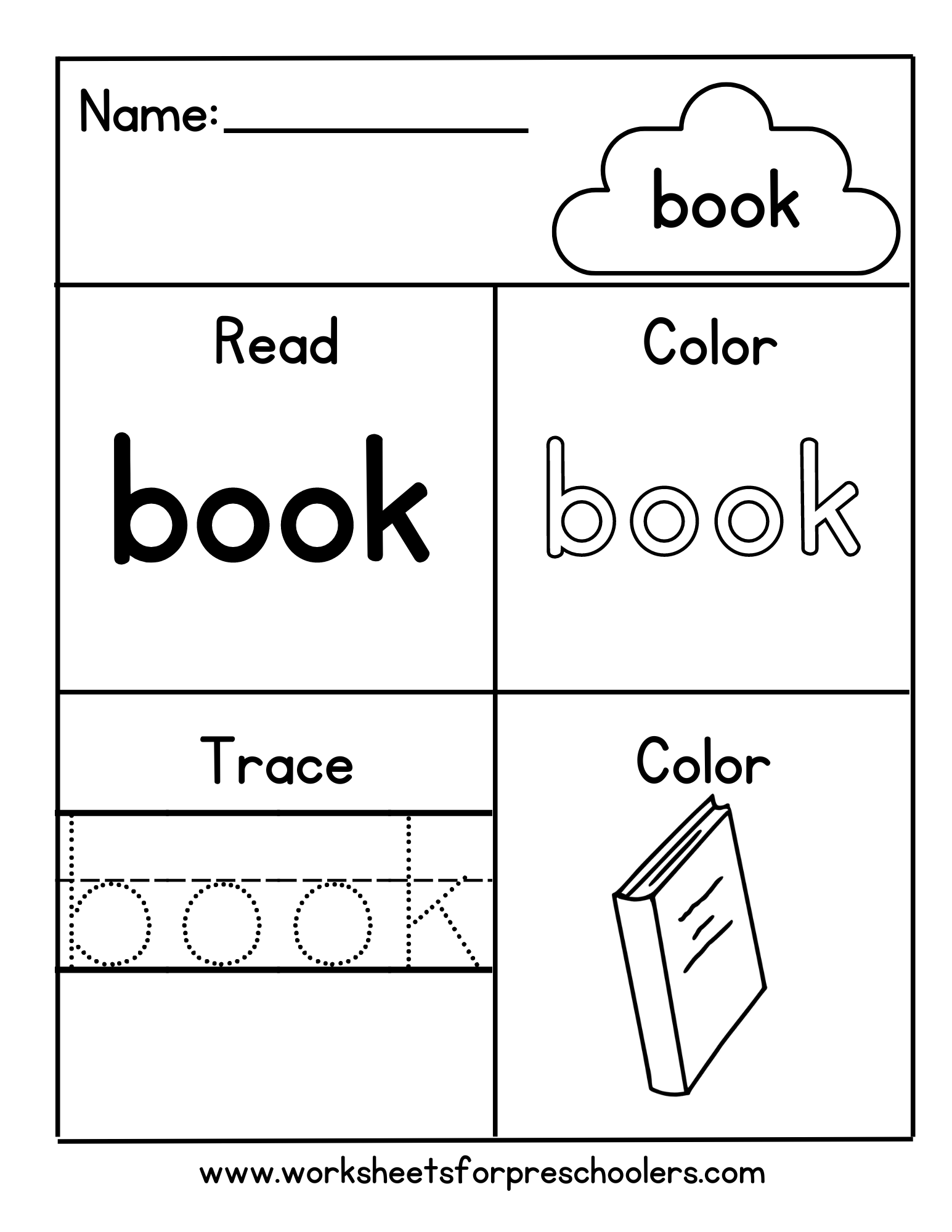 Color Trace Sight Word Book Worksheet Color Trace Sight Word Book Worksheet