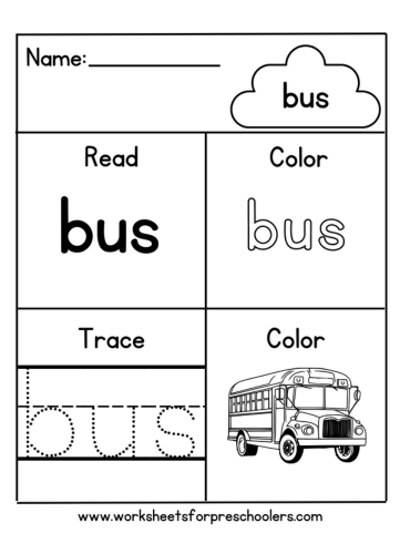 Sight Word Bus Activity Worksheet