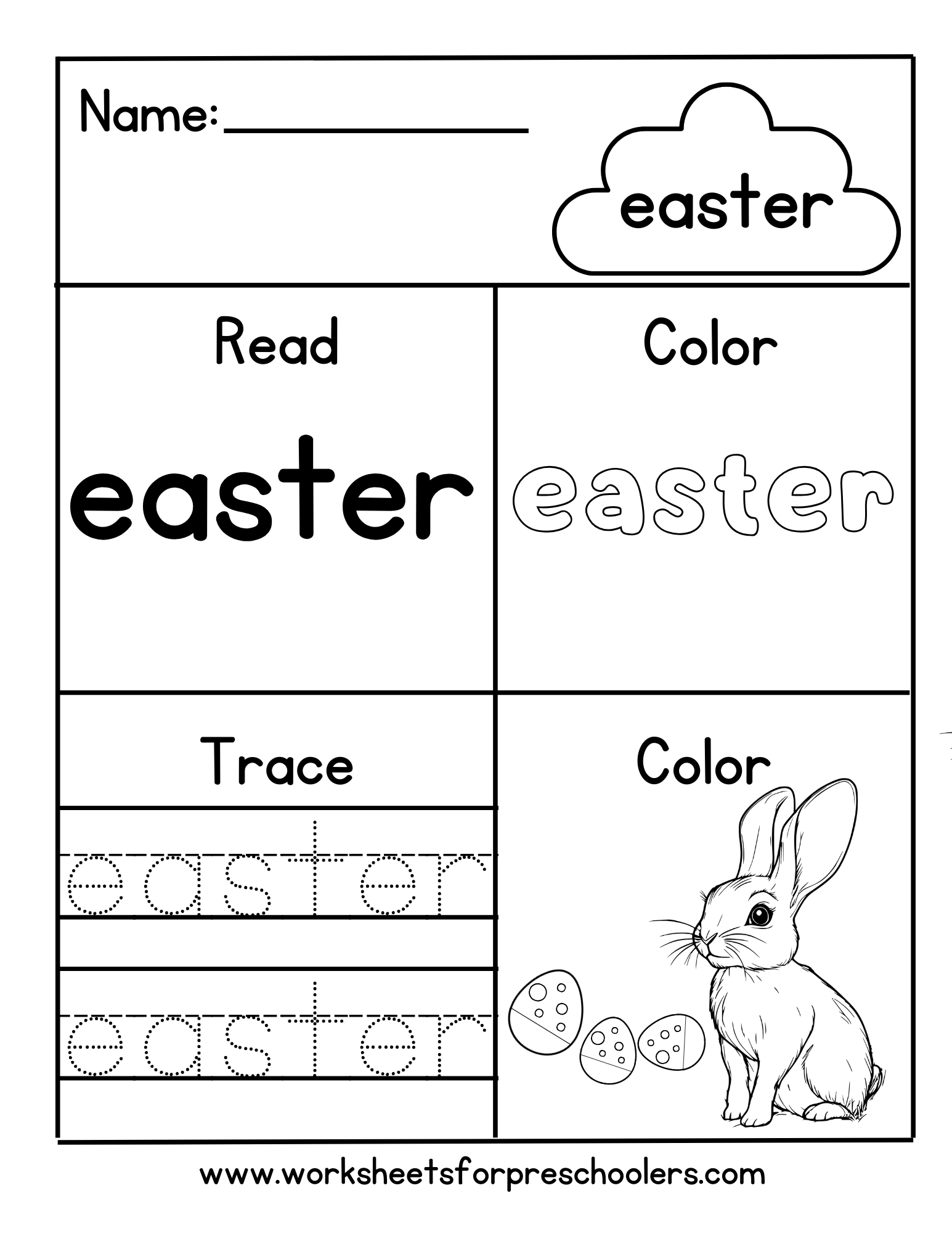 Read and Write Word Easter Worksheet 