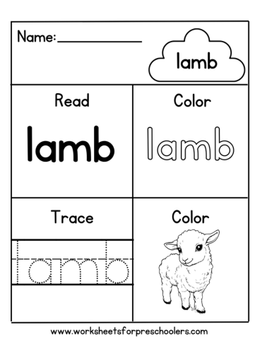 Read and Write Word Lamb Worksheet 