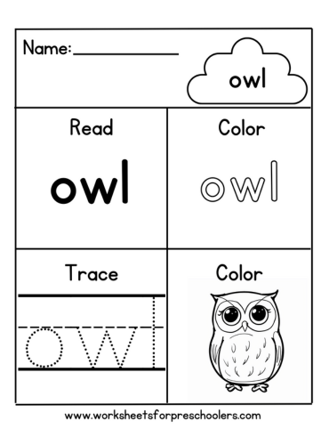 Sight Word Owl Worksheet