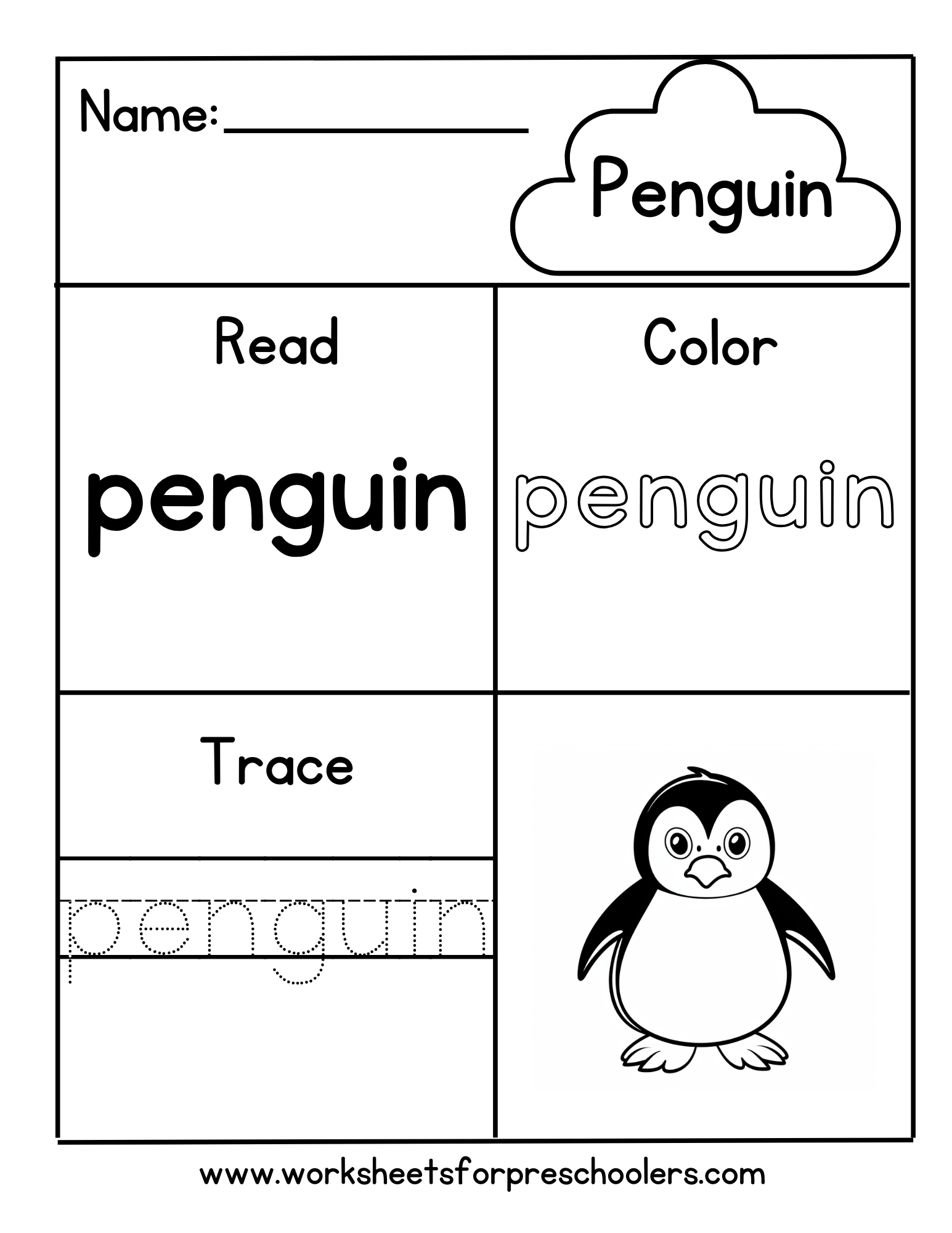 Penguin Activity Worksheet
