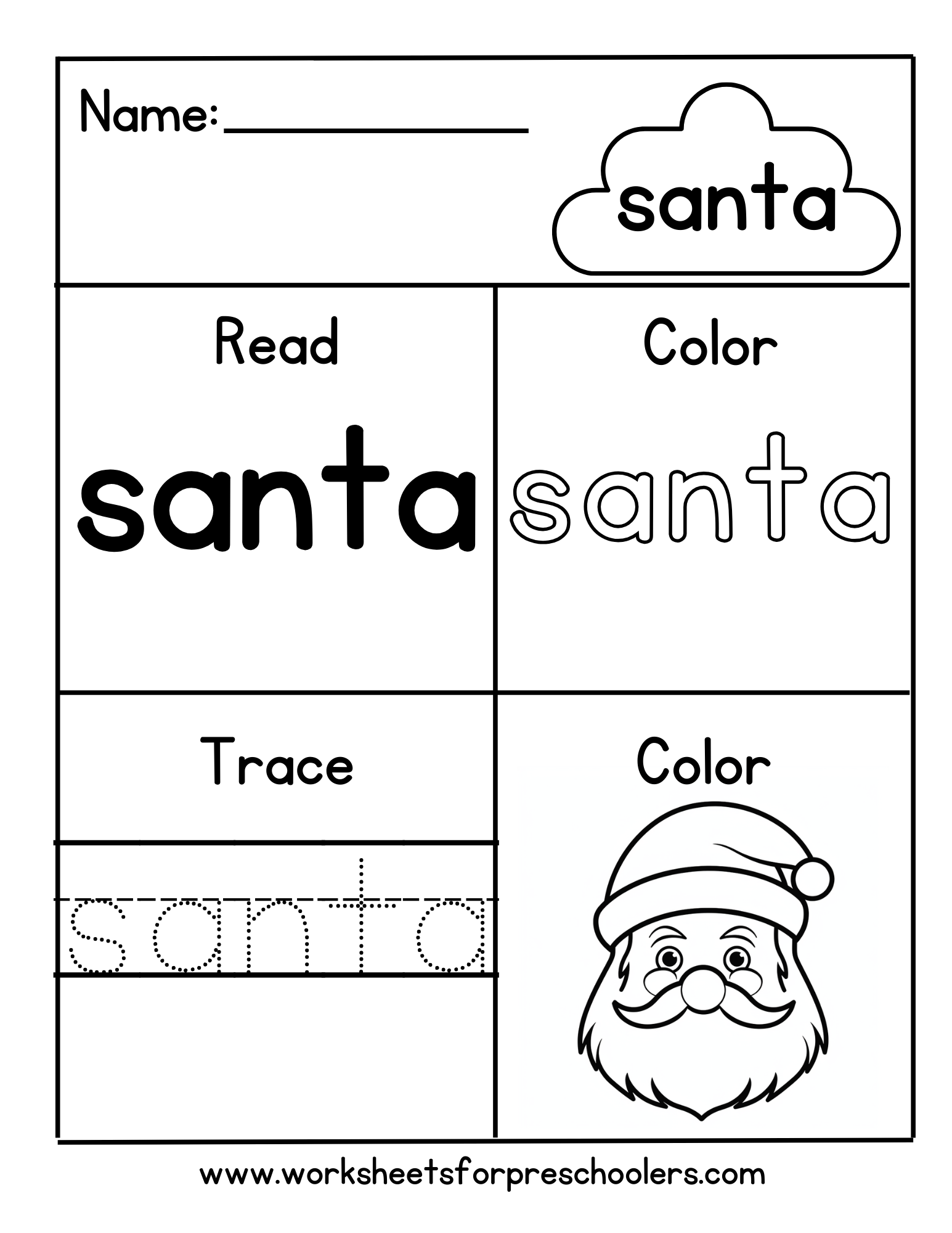 Read and write word Santa